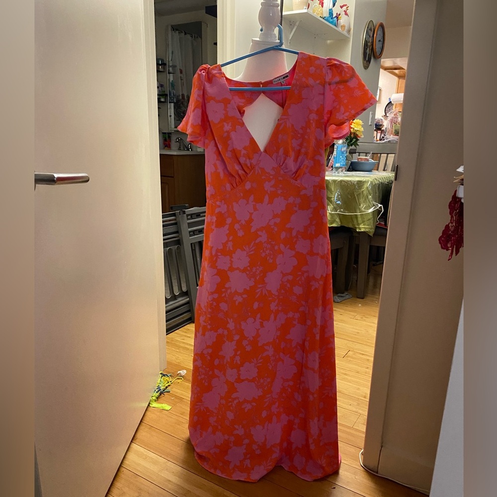 Fashion Nova Vibrant Orange and Pink Maxi Dress